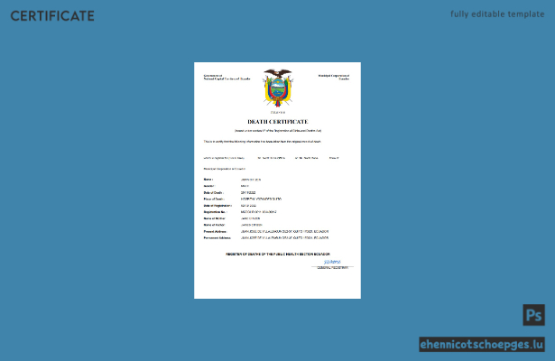 Ecuador-Sterbeurkunde (Word- und PDF-Beispiel)